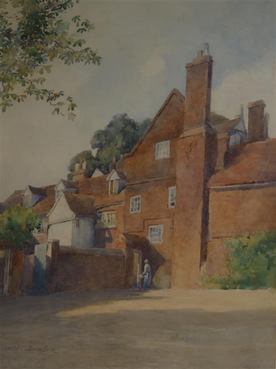 Russell Downson, watercolour, Westons Yard, Eton College